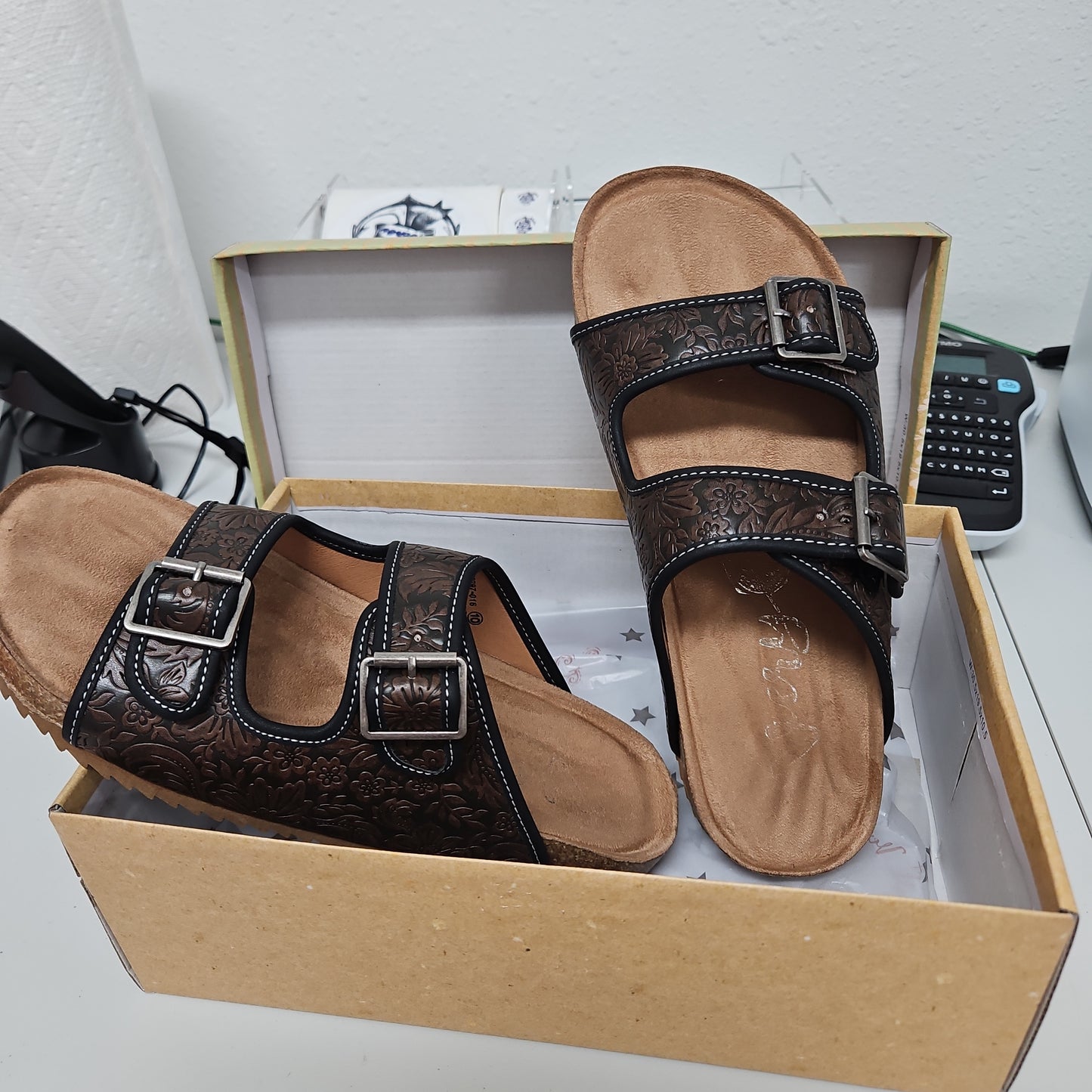 Tooled sandals