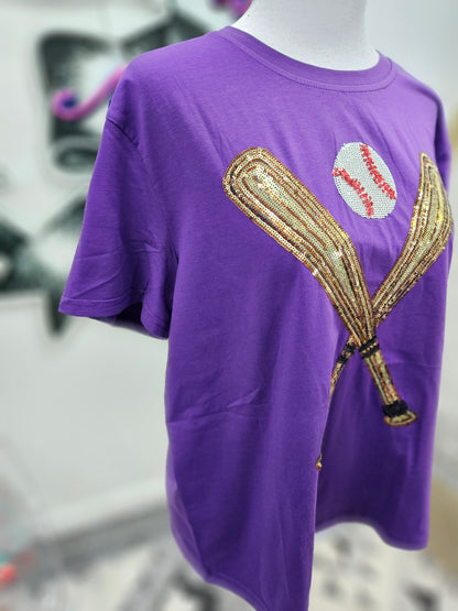 Queen of Sparkles Purple Batter-up Tee