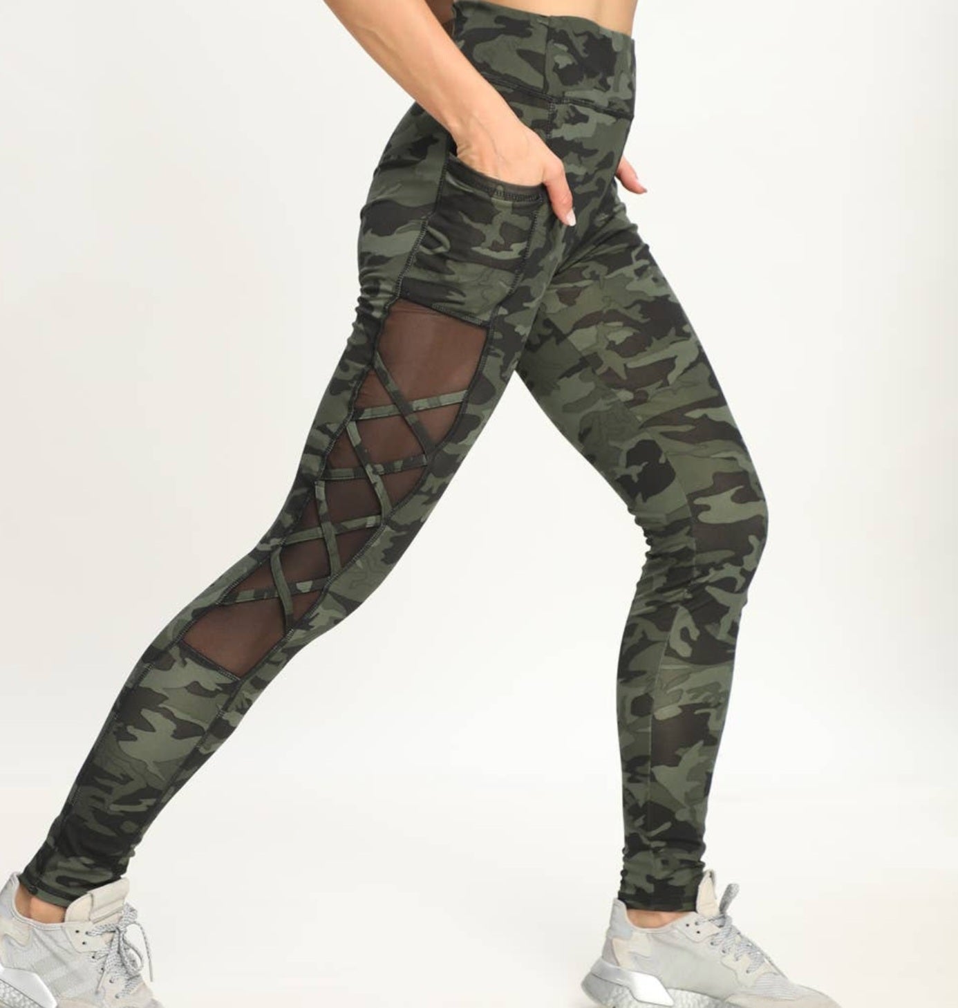 Criss-cross Mesh Leggings