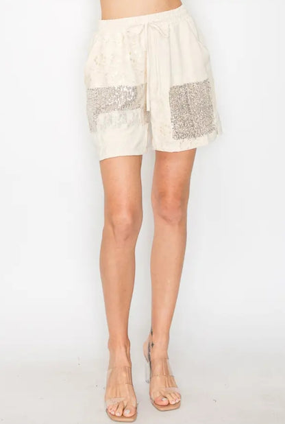 Linen Sequin Shorts